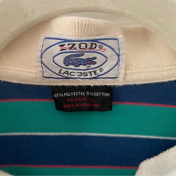 Lacoste Izod Vintage Striped Polo Shirt Large - Picture 3 of 3